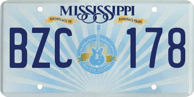 MS license plate BZC178