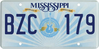 MS license plate BZC179