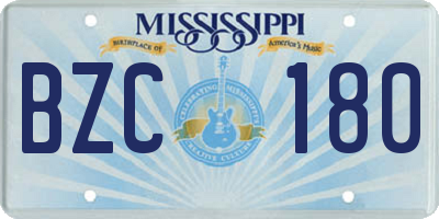 MS license plate BZC180