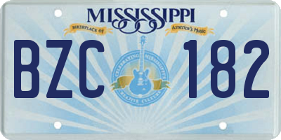 MS license plate BZC182