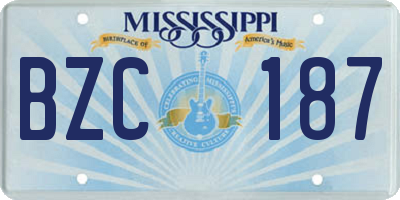 MS license plate BZC187
