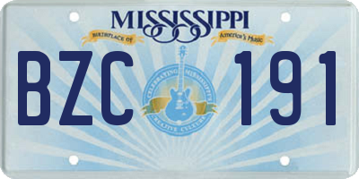 MS license plate BZC191