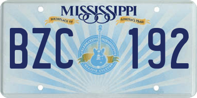 MS license plate BZC192