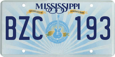 MS license plate BZC193