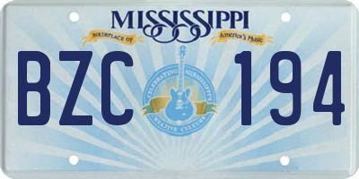 MS license plate BZC194