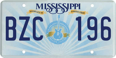 MS license plate BZC196