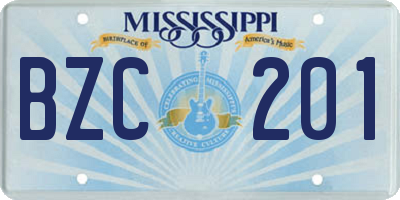 MS license plate BZC201
