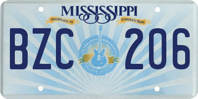 MS license plate BZC206