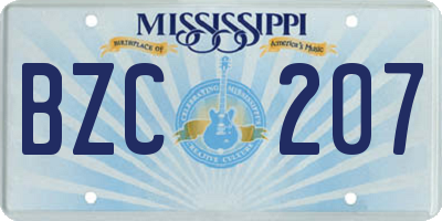 MS license plate BZC207