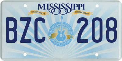 MS license plate BZC208