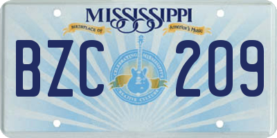 MS license plate BZC209