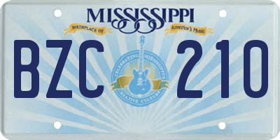 MS license plate BZC210