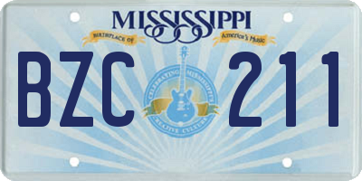 MS license plate BZC211