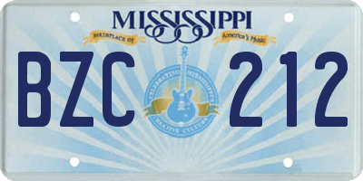 MS license plate BZC212