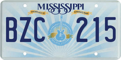 MS license plate BZC215