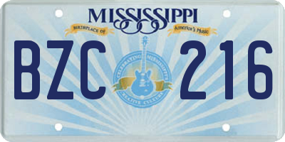MS license plate BZC216