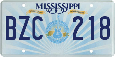 MS license plate BZC218