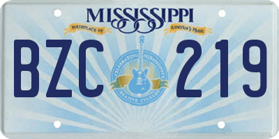 MS license plate BZC219