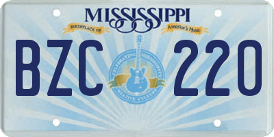 MS license plate BZC220