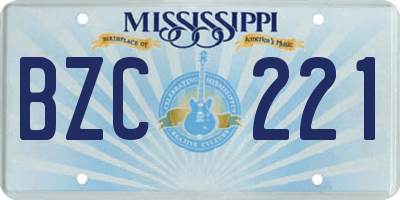 MS license plate BZC221