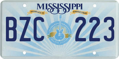 MS license plate BZC223