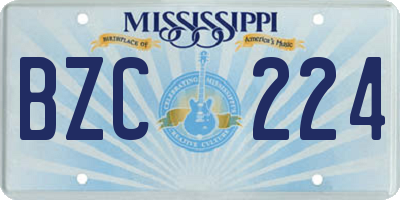 MS license plate BZC224