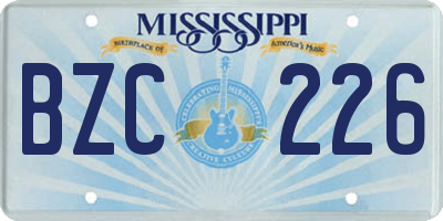 MS license plate BZC226