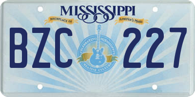 MS license plate BZC227