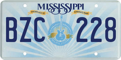 MS license plate BZC228