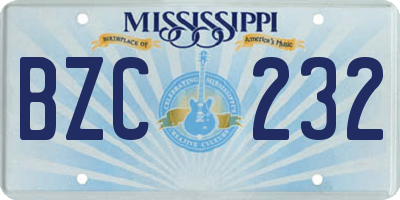 MS license plate BZC232
