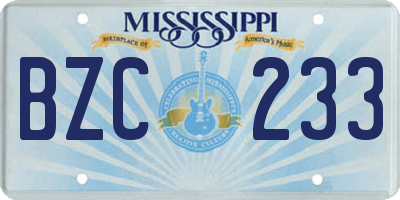 MS license plate BZC233