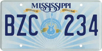 MS license plate BZC234