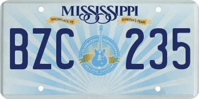 MS license plate BZC235