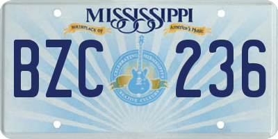 MS license plate BZC236