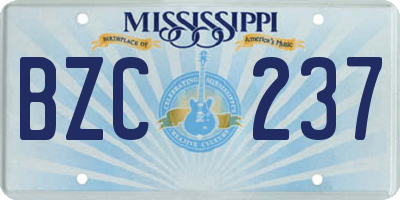 MS license plate BZC237