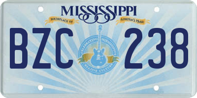 MS license plate BZC238