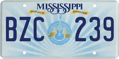 MS license plate BZC239