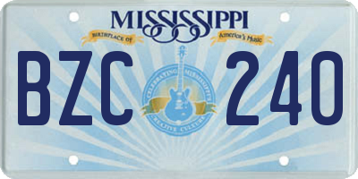 MS license plate BZC240
