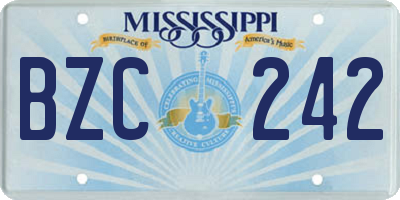 MS license plate BZC242