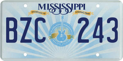 MS license plate BZC243