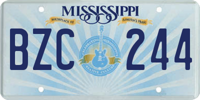 MS license plate BZC244