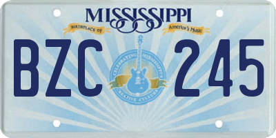 MS license plate BZC245