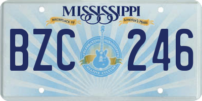 MS license plate BZC246