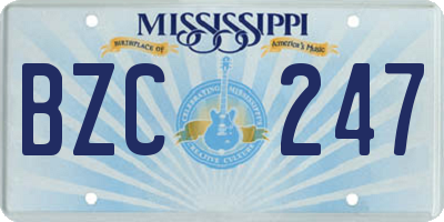 MS license plate BZC247
