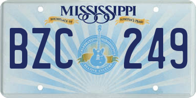 MS license plate BZC249