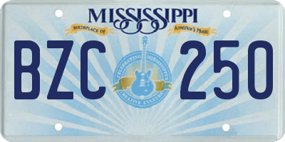 MS license plate BZC250