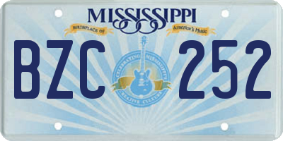 MS license plate BZC252