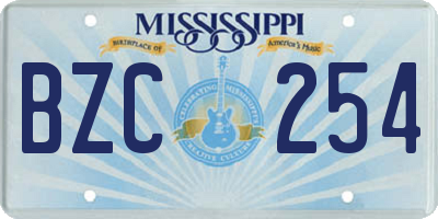 MS license plate BZC254