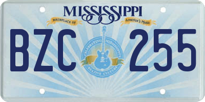 MS license plate BZC255