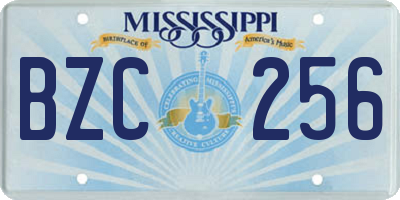 MS license plate BZC256